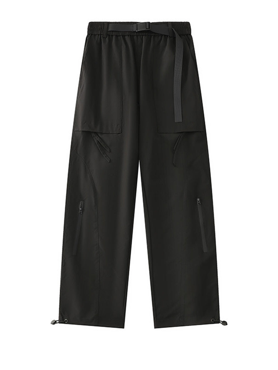Liber Spring Men's Pocket decoration Solid Color Cargo Trousers