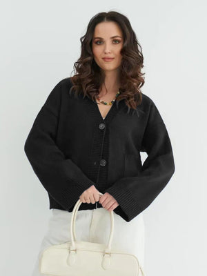 Liber Buttons Splicing Solid Color Cardigans