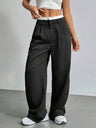 Simple High-waist Drape Commuter Straight-leg Suit Trousers