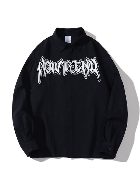 Foam Letter Printing Loose Long-sleeved Shirt