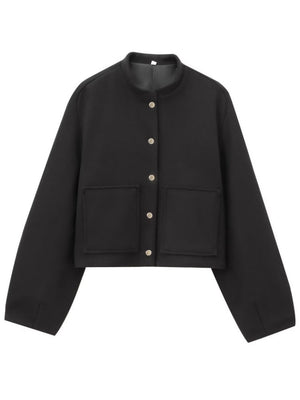 Stand Collar Single-breasted Large Pocket Blazer