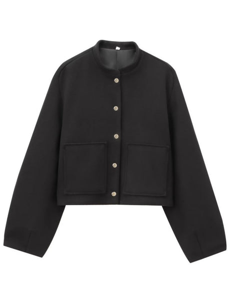 Stand Collar Single-breasted Large Pocket Blazer
