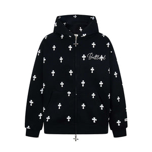 Gothic Alphabet Cross Full Print Hoodies