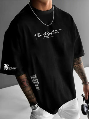 Liber Summer Men's Printed Letter T-shirts