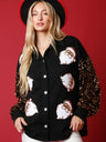 Women's Christmas Santa Claus Sequined Long Sleeve Cardigan Jacket
