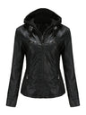Hooded Removable 2-piece Sets Leather Jacket