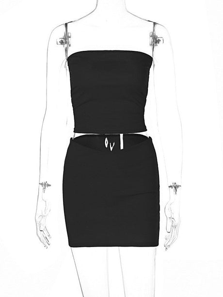 Liber Winter Women's Backless Solid Color 2-piece Sets