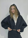 Liber Autumn women's clothing Drawstring Hooded Zippered solid color long-sleeved cardigan sweatshirt