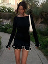 Liber Autumn Women's Ruffle Solid Color Mini&Short Dresses
