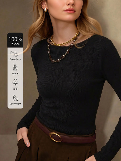 100% Wool Herringbone Pattern Base Sweater