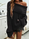 Off-shoulder Pit Strip Sweaters