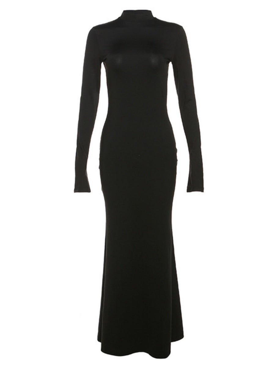 Liber Winter Women's Backless Solid Color Maxi Dresses