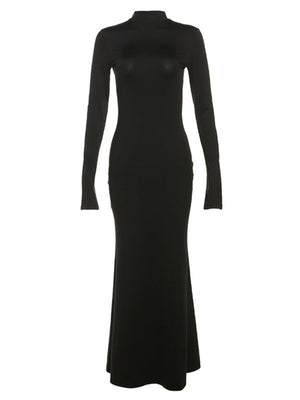 Liber Winter Women's Backless Solid Color Maxi Dresses