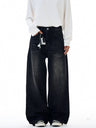 Star Letters Embroidery Design Casual Wide-leg Pants