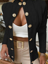 Metal Buttoned Stand-up Collar Long-sleeved Slim-fit Jacket