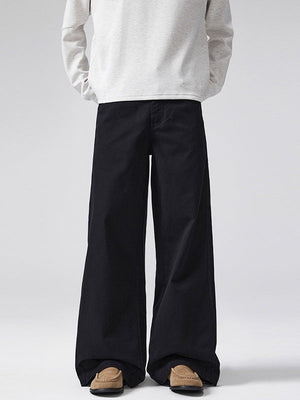 A-shaped Twill Cotton Cleanfit Wide-leg All-match Pants