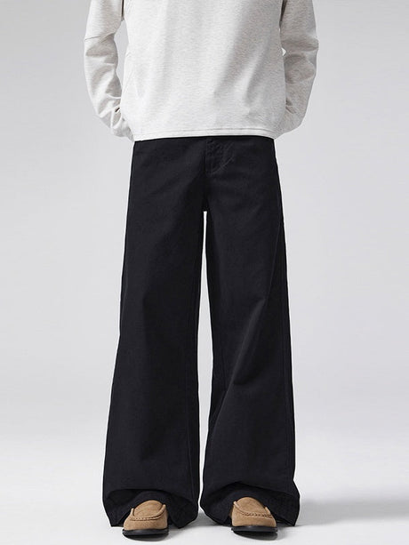 A-shaped Twill Cotton Cleanfit Wide-leg All-match Pants