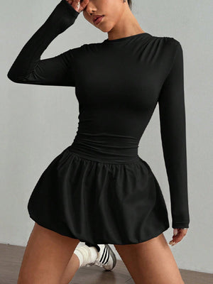 Liber Summer Women's Waist, Splicing Solid Color Mini&Short Dresses