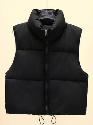 Sleeveless Zipper Stand Collar Vest Jacket Down Vest
