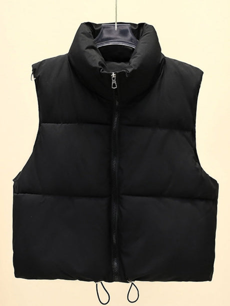 Sleeveless Zipper Stand Collar Vest Jacket Down Vest