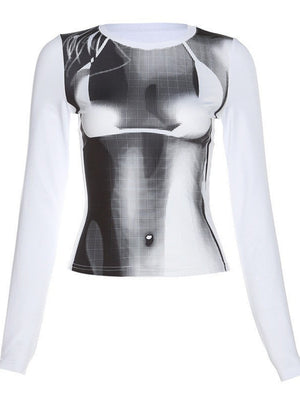Liber Spring Women's Printed 3D Effect T-shirts