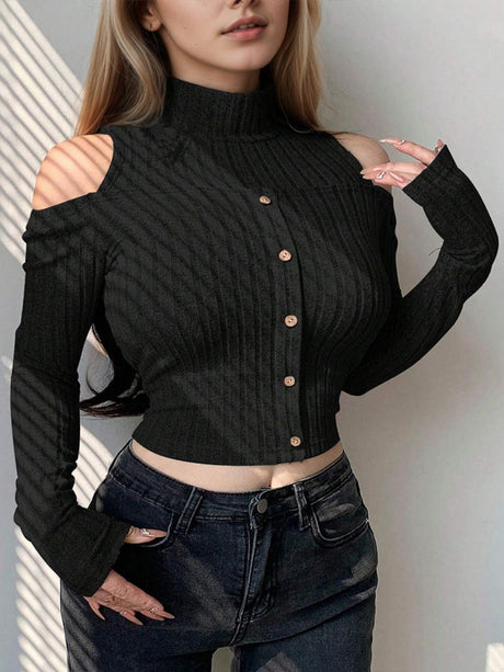 Liber Autumn Women's Off-shoulder Solid Color T-shirts