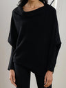 Old Knitting Pleated Sloping Shoulders Pullover T-shirt