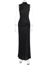 Liber Autumn Women's Sequins Turtleneck Sleeveless Maxi Dresses