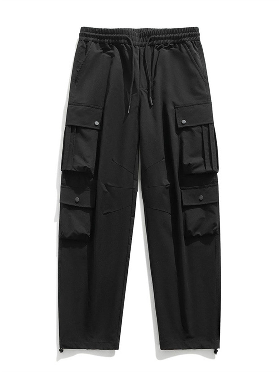 Liber Spring Men's Multiple pockets Solid Color Cargo Trousers