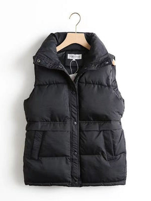 Short Loose And Versatile Pocket Stand Collar Down Jackets Vests