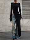Liber Autumn Women's Slit Solid Color Jeans