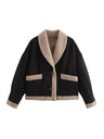 Lapel Pocket Button Wool Coat With Fur Trim, Long Sleeves, Autumn And Winter Coat