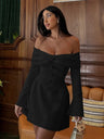 Liber Autumn Women's Buttons Bell sleeves Mini&Short Dresses
