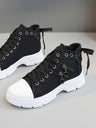 Heart Zipper Denim High-Top Casual Sneakers