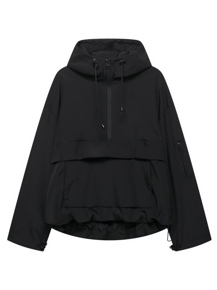 Casual Workwear Style Hooded Pocket Zipper Jacket