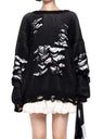 Liber Autumn women's contrast color tattered patchwork pullover sweater