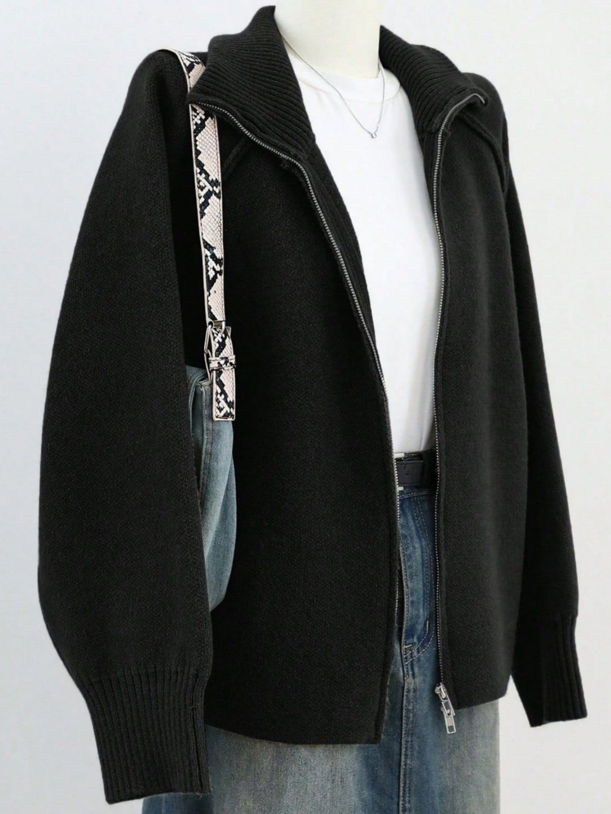 Liber Stand-up Collar Zipper Cardigans