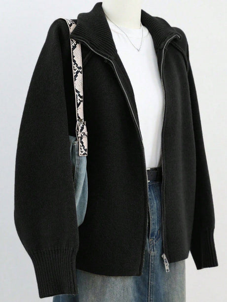 Liber Stand-up Collar Zipper Cardigans