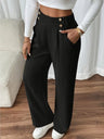 Casual High-waisted  Loose Straight leg Pocket Pants