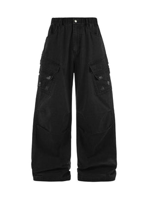 Washing Water Cut Multiple Pockets Old Tooling Casual Trousers