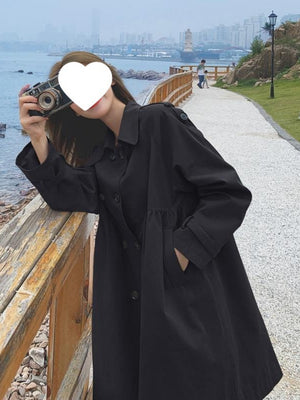 Leisure Double-breasted Loose Trench Coats