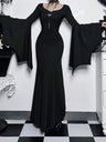 Halloween Batwing Sleeves Slim Fit Black Maxi Dresses