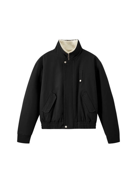 Removable Lapel Plush Contrasting Colors Jackets Coat
