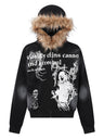 Halloween Hip Hop Fur Collar Hooded Loose Coat
