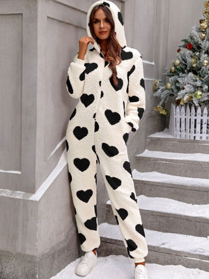 Jumpsuit Pockets Hooded Pajamas