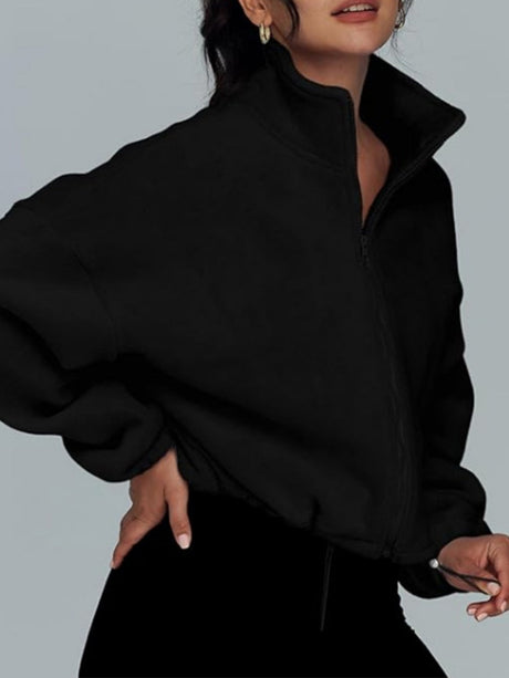 Liber Autumn Women's Zipper Solid Color Sweatshirts&Hoodies