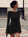 Liber Spring Women's Pleated Solid Color Mini&Short Dresses