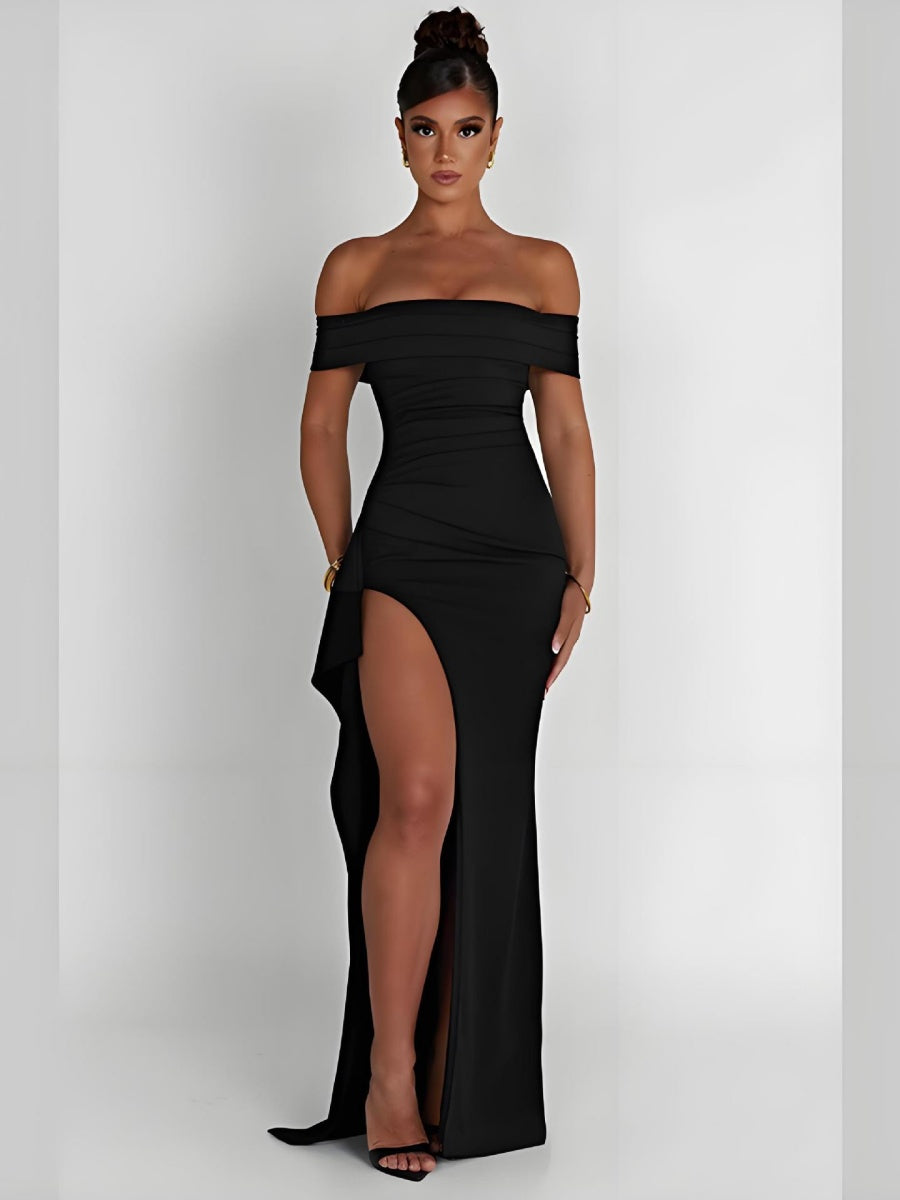 Liber Summer Women's Backless Solid Color Maxi Dresses