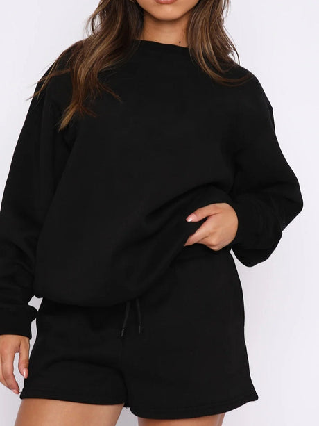 Liber Autumn women's solid color long sleeve sweatshirt two piece suit