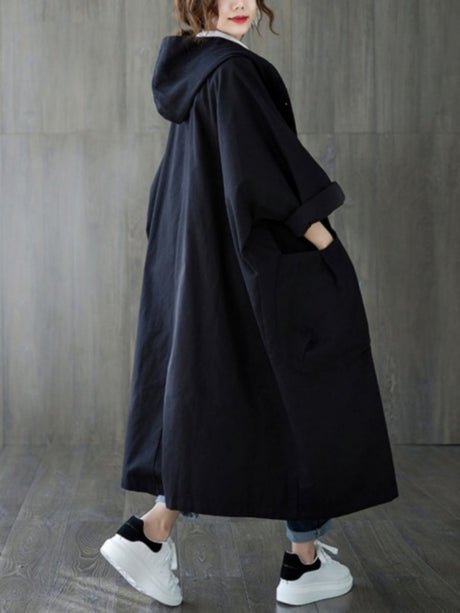 Oversized Hooded Trench Coat